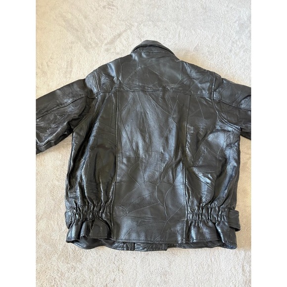 Vintage Flight Path Mens Small Leather Moto Jacket Belted Full Zip 80s - Picture 8 of 10